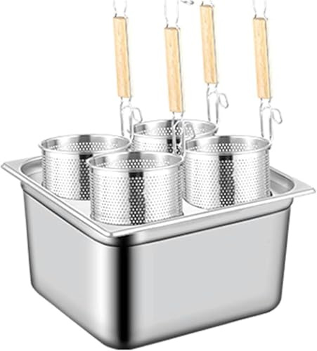 Pentola Professionale per Pasta e Noodles, Pentola Quadrata 4 Scomparti con Colino, Acciaio Inossidabile per Cucinare Pasta Verdure Gnocchi, Multifunzionale per Ristoranti e Casa