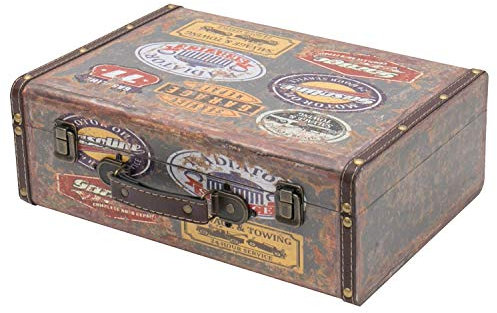 HMF VKO107 Maleta Vintage de Madera | 38 x 26 x 13 cm | Grande | Garaje