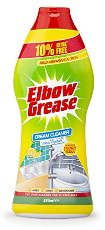 Elbow Grease Cream Cleaner With Micro Crystals - Mild Abrasive Action | Hobs, Sinks, Bathrooms, Kitchens, Patios - Removes Tough & Stubborn Stains (Lemon, 540g)