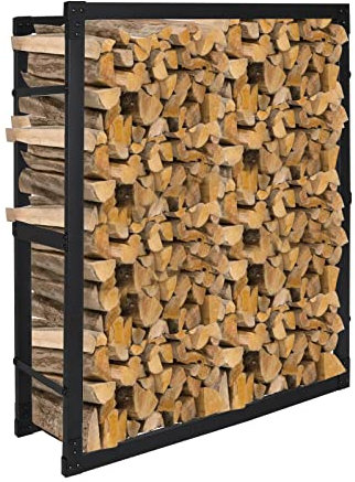 Ansobea Kaminholzregal Innen aus Stahl, 80 x 25 x 100CM Metall Brennholzregal außen, Brennholzregal Außen, Holzstapelhilfe für Kamin & Ofen, Holzunterstand Schwarz