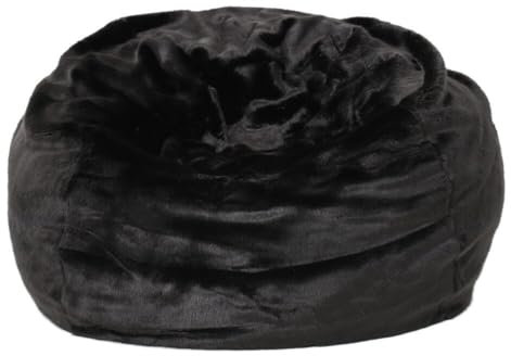 Riesiger Sitzsack-Bezug aus Fell, Ultraweicher Sitzsack-Bezug für Erwachsene (kein Füllmaterial, Nur Bezug), Großer, Runder, Weicher, Flauschiger Sitzsack-Bezug,Black-100cm