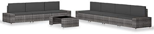 Rantry 8-TLG. Garten-Lounge-Set Gartensofa Set Outdoor Sofa Loungesofa Balkonsofa Ecklounge Balkonmöbel Sitzgruppe für Garten Terrasse Balkon Poly Rattan Grau