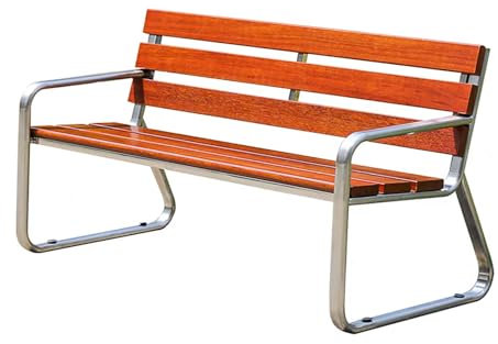 NRNQMTFZ Edelstahl Gartenbank, Sitzbank für 2-3 Personen,Parkbank mit Rückenlehne & Armlehne,robuste Beine aus Edelstahl und verdickte Lattensitze