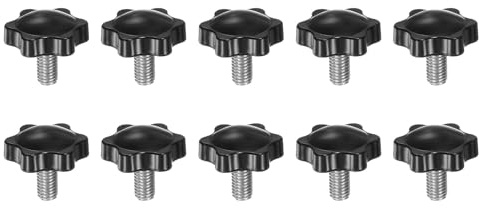 QUARKZMAN 10 Stück Rändelschrauben mit Sterngriff M8 x 16mm x 32mm Sterngriffschraube Kunststoff Knopf Edelstahl 304 Gewindebolzen Klemmschraube Sterngriffmutter Klemmknopf für Maschine