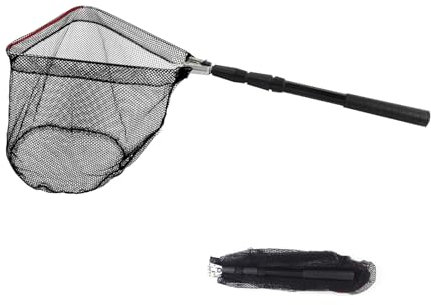 Épuisette de Pêche Pliable, Filet de Peche Poisson 130cm, Filet de Pêche Extensible avec Poignée Télescopique Alliage d'Aluminium pour Carpe Truite Crevette Etang Bassin Poisson