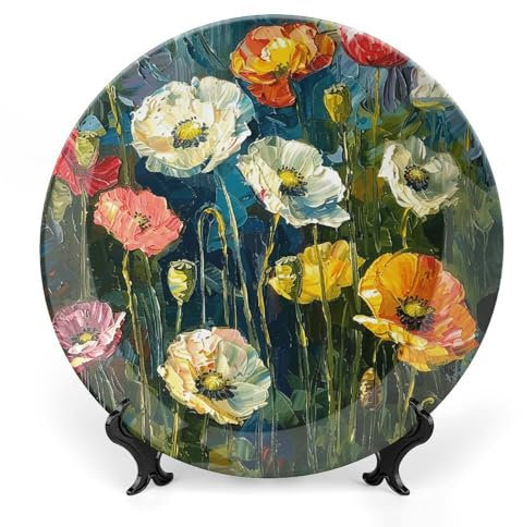 JTKBNVM Grandes assiettes décoratives en porcelaine anglaise avec support de présentation pour cuisine, salle à manger, 25,4 cm - Vert foncé