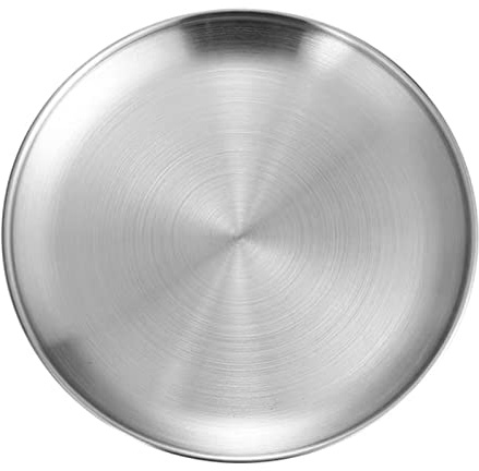 Pizza Plate, Stainless Steel Pizza Pans Round Metal Plates Silver Serving Tray Round Baking Tray for Cookie Pie Cake Fruits