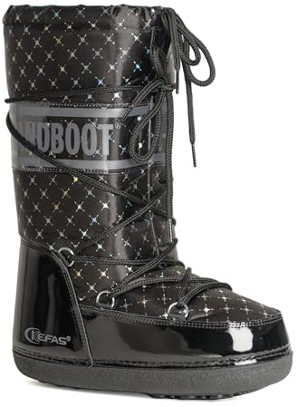 Kefas GRANDBOOT Bottes de neige pour femme - Après-ski Outdoor - Chaussures de neige thermiques imperméables avec doublure chaude et semelle antidérapante - Noir Luxy, Noir , 38/40 EU