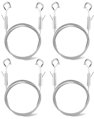 4PCS Picture Hanging Wire, 2m x 1,5mm Stainless Steel Mirror Hanging Kit Adjustable Picture Hang Cord with Hooks Heavy Duty Hang Wires Cord for Photo Frame