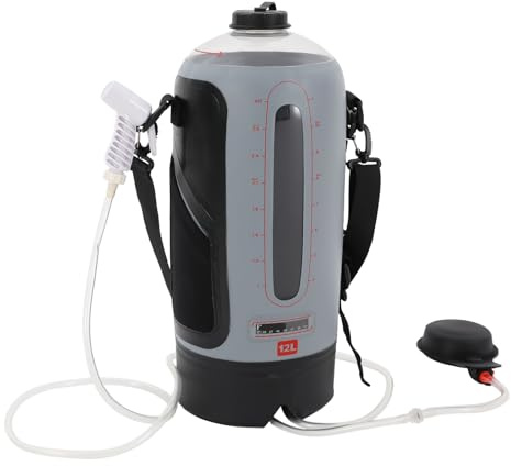 Mejiaren Ducha portátil de 12 litros, ducha de camping a presión, con bolsa de almacenamiento, 0,8 kg, adecuada para viajes al aire libre y camping