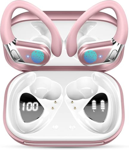 Cuffie Bluetooth Sport, 50 Ore Auricolari Bluetooth 5.4 HiFi Stereo, Cuffie Wireless Cancellazione Rumore Mics, Cuffiette Bluetooth Ricarica Rapida USB-C, Auricolare IP7 Impermeabil Palestra Correre