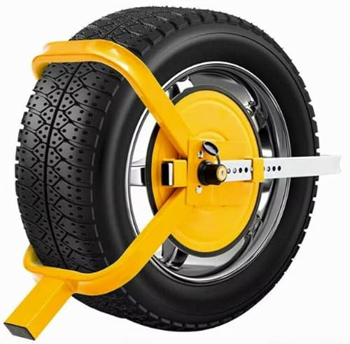 Radkralle Auto Diebstahlschutz – Radsperre mit Sicherheitsschloss Gelb, Parkkralle für PKW & Anhänger, verstellbar 50–70 cm