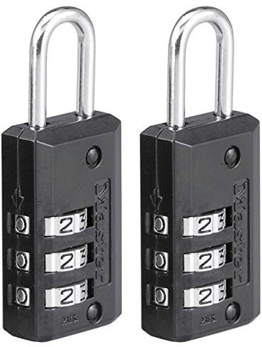 Master Lock 646EURT Confezione da 2 Lucchetti con Combinazione e Corpo in Zinco, Nero, 6.3 x 2 x 1 cm