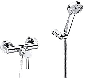 Roca,Targa,Grifería monomando exterior para ducha con ducha de mano, flexible de 1,50 m. y soporte de ducha articulado,A5A2060C02