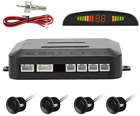 Sensori Parcheggio, OSAN, Kit Auto LED Display + Suono Allarme Radar Retromarcia Antigelo Impermeabile + 4 Sensori Nero