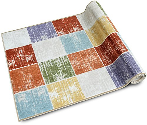 Teppichläufer Capera | Patchwork Muster im Vintage Look | viele Größen | moderner Teppich Läufer für Flur, Küche, Schlafzimmer | Niederflor Flurläufer, Küchenläufer | Breite 80 cm x Länge 250 cm