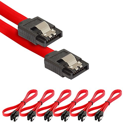 POPPSTAR 6x SATA Kabel für SSD/HDD (0,5 m SATA 3 Datenkabel, 2 gerade Stecker) bis zu 6 Gbit/s, rot