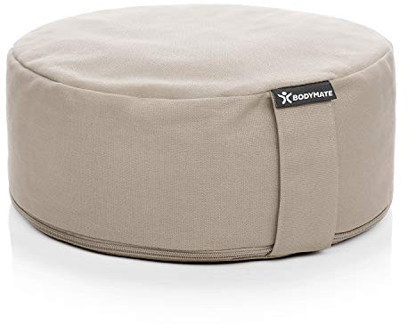 BODYMATE Meditation Cushion/Yoga Pillow D31cm H13cm – Removable washable 100% Cotton Cover - Inner cotton bag filled with buckwheat husks