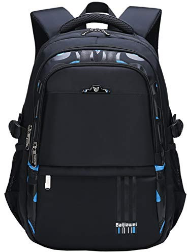 Schulrucksack Jungen Teenager Wasserdicht Kinder Schulranzen Vintage Sport Freizeit Daypack Rucksack für Mädchen und Jungen (Blau-C1)