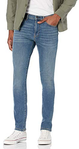 Amazon Essentials Jeans Elasticizzati Skinny - Colori Fuori Produzione Uomo, Blu Medio Vintage, 32W / 34L