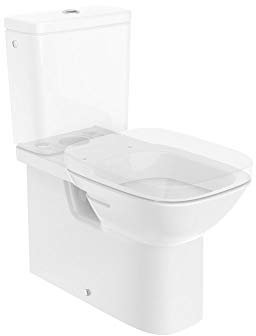 Roca Debba SQUARE A34299B00U - Taza con salida dual para inodoro de tanque bajo, Blanco, 355 x 655 x 760 mm