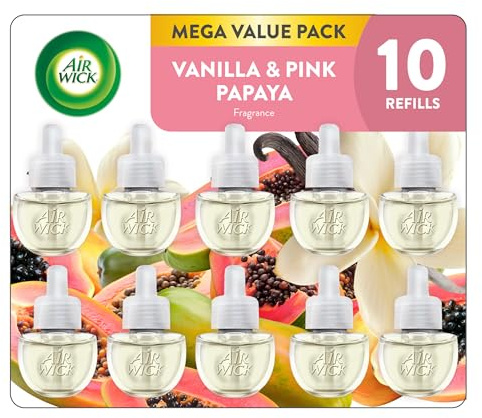 Air Wick Plug In Scented Oil Refill, 10ct, Vanilla and Pink Papaya, Air Freshener, Essential Oils