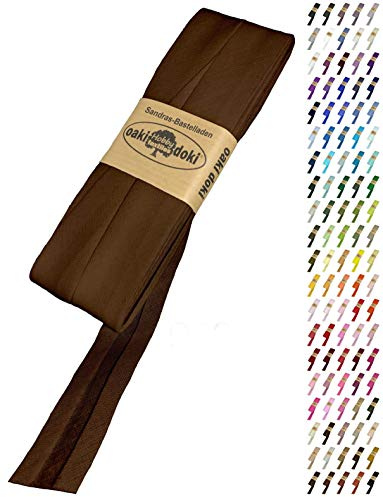 Sandras-Bastelladen Schrägband/Einfassband Baumwolle Uni gefalzt 5m x 20mm 963-Braun