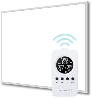 Heidenfeld Infrarotheizung HF-HP106-3 | 𝟭𝟬 𝐉𝐀𝐇𝐑𝐄 𝐆𝐀𝐑𝐀𝐍𝐓𝐈𝐄 - 300 Watt - Bis 8 m² - Infrarot Heizkörper - Elektroheizung mit Thermostat - Überhitzungsschutz (HF-HP106-3 300 Watt)