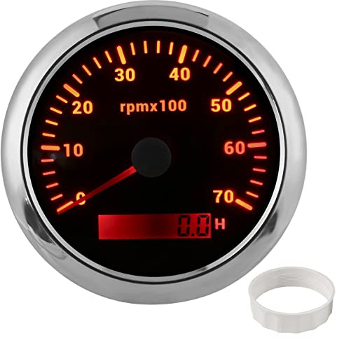 Keenso Varvtalsmätare Varvräknare, 85 Mm/3,35 Tum 0‑7000 Rpm Universal Digital Varvräknare Varvtalsmätare Vattentät Varvtalsvarvmätare Marin Utombordare Varvräknare för Bilbåtsmotor 9‑32V(svart)