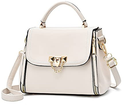 NICOLE & DORIS Damen Handtaschen Klein Tasche Elegante Frauen Umhängetasche Designer Schultertaschen PU Leder Messenger Bag Tragetasche Damen mit Abnehmbar Schultergurt Weiß