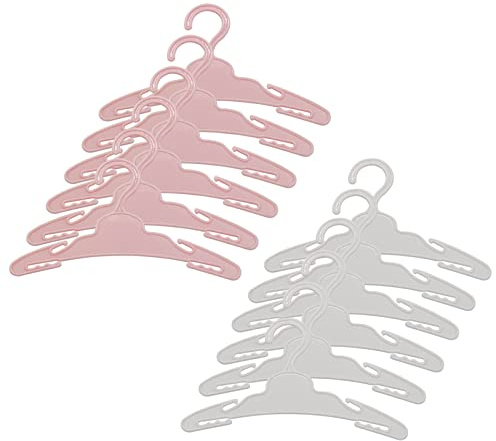 Appendiabiti Per Bambole Accessori Mini Appendino In Plastica Bambole Appendini Grucce Alla Moda Bambola Vestito Piccoli Appendini Utilizzato Per Appendere Vestiti Per Bambole, Bianco E Rosa,12 Pezzi