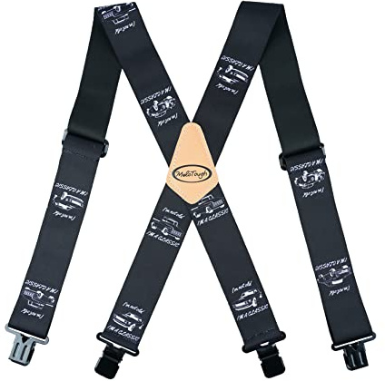 MELOTOUGH Bretelle da uomo completamente elastiche, larghezza 5 pollici, con X posteriore, resistenti per il lavoro, Large