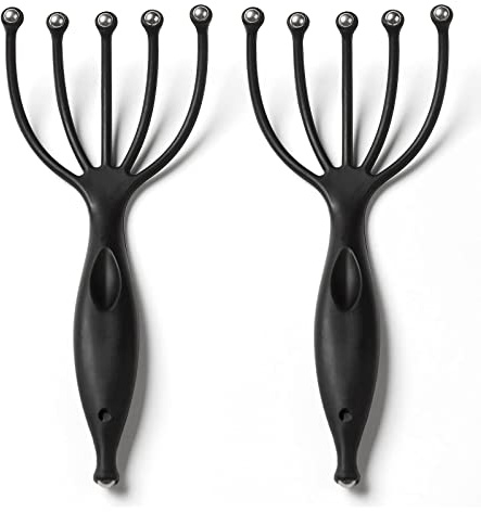 Lyanxinlei Head Massager,Protable Handheld SPA Scalp Massage Tool for Deep Relaxation & Stress Reduction Wet and Dry in The Office Home SPA (2-Pack) (Black Black)