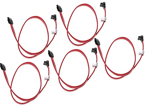 vhbw 5x cable SATA III recto a ángulo de 90° para disco duro - Cable de conexión, 50 cm rojo negro