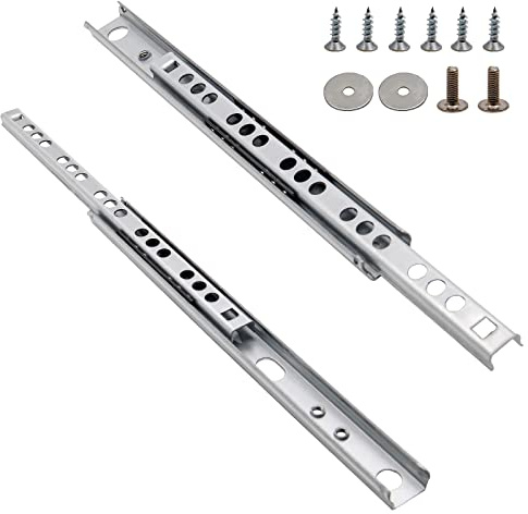 Suiwotin 17 Inch Drawer Slides, Metal Drawer Slide, Small Drawer Rails, Ball Bearing Dual Direction Slide Track Rail, Pack of 2 (0.7 inch Wide)