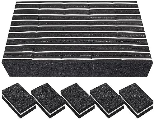 Mini buffer per unghie (confezione da 50), mini lima per unghie acriliche e unghie naturali, grana 100/180, blocchi di lucidatura per unghie professionali per manicure, colore nero