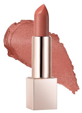 Beauty Searcher Metallic Shine Lipstick Trucco per labbra per donna Rossetti opachi vellutati Idratante No-Stick Cup Lip Makeup, Lunga durata Waterproof Shine Lip Gloss (Champagne Pink)