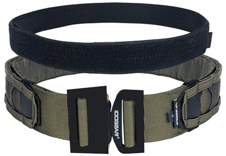 IDOGEAR Cintura Tattica Molle Cintura da Combattimento Rigger a sgancio rapido da 2 Pollici con Gancio e Passante Interno da 1,5 Pollici (Large, Ranger Green)