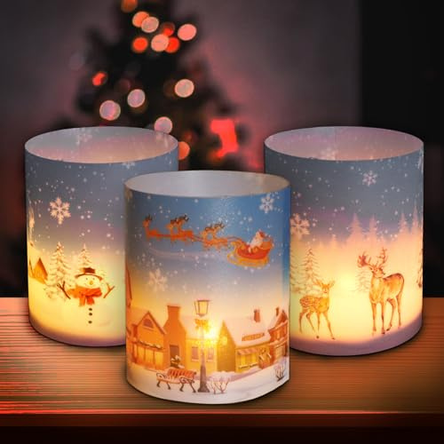 12 Stück Windlicht Tischdeko Weihnachten Deko Mini Tischlichter Kerzen Dekoration Teelichter Lichthülle Teelicht Indoor Outdoor Garten Teelichthalter Kerzenhalter Xmas Party Geschenk