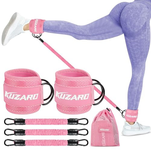 KUZARO Resistance Bands Set with Ankle Straps, Legs and Glutes Workout Equipment, Ankle Weights Bands for Women, Booty Exercise Equipment for Kickbacks and Hip Training, Home Gym Fitness Equipment