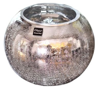 BURLOE Rundkugel Vase, Bücherregal Europäischer Stil Silber Party Hochzeitsvase Kernstück Terrarien Metallvase Deko Runden Design Elegante,Silber,18CM