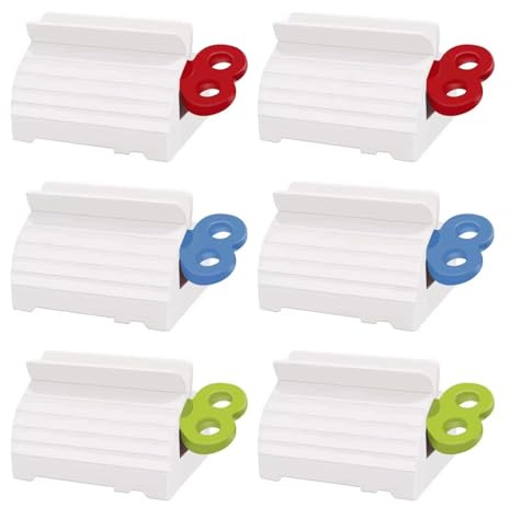 TFJAYTOO 6 Pack Toothpaste Squeezer, Toothpaste Squeezer Rollers，Toothpaste Tube Squeezers Clip Holder Stand Winder