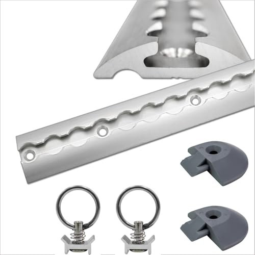 Binario aereo semicircolare argento anodizzato, 1,5 m, con 2 occhielli e 2 tappi terminali, binario di ancoraggio in alluminio robusto, elevata stabilità e durata, per rimorchi, auto, camion, camper,