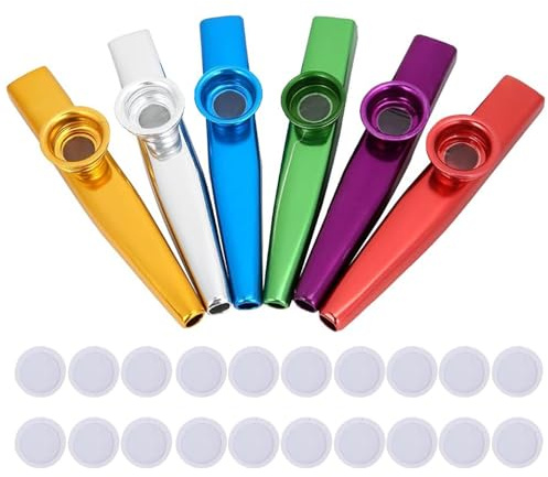 Kazoos Multipack, 6 Pcs Exquisite Kazoo Instrument With 20 Flute Membranes, Kazoo Musical Instruments Used For Instrumental Accompaniment, Like Guitar, Violin, Piano