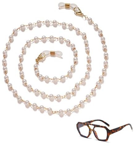 YJFY Brillenkette Damen Brillen Ketten Perlen Glasses Chain Women Kettenbrille Sonnenbrille Kette Verhindert das Abrutschen der Brille Kann für dekorative Brillen, Sonnenbrillen (Gold)