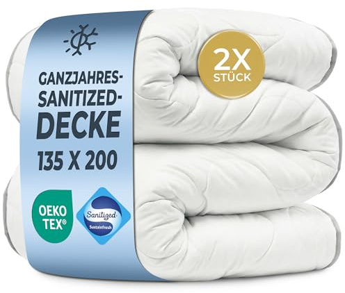 LILENO HOME wolkenweiche Sanitized Steppbettdecke 135x200 | Allergiker | Ganzjahresdecke 135x200 mit Sanitized Hygiene-Funktion | Oeko-Tex Mikrofaser | 95 °C waschbar | Made in EU | Hotel Qualität