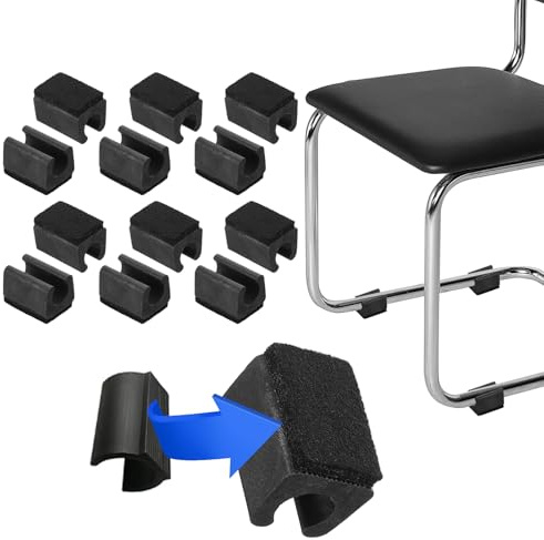PATIKIL Rectangle U Shaped Chair Leg Tips Caps with Felt Pads, 12 Pack Slide Smoothly Furniture Feet Floor No Scratches No Noise Protectors Protect Hardwood Floors Fit Dia 12 mm Leg, Black