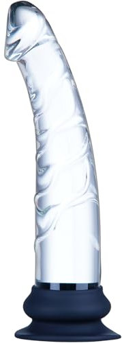 9.1 Large Glass Realistic Dildo, Clear Wide Big Dildo Thick Anal Toy with Raised Texture with Silicone Suction Cup Base, Fat Dildo Adult Sex Toy, XL Penis for Anal Prostate G-Spot Stimulation