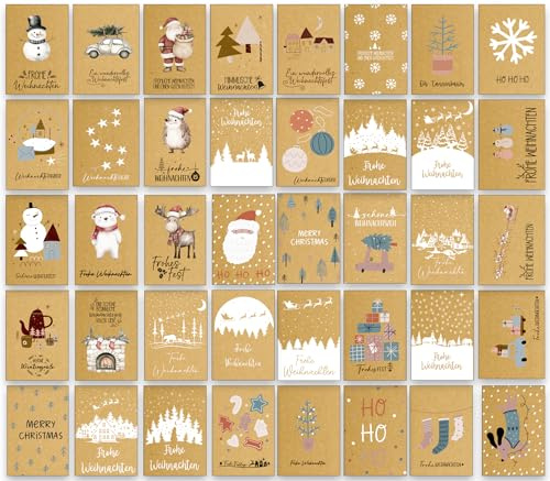 the lazy panda card company Set XXL con 80 cartoline natalizie con 40 diversi motivi