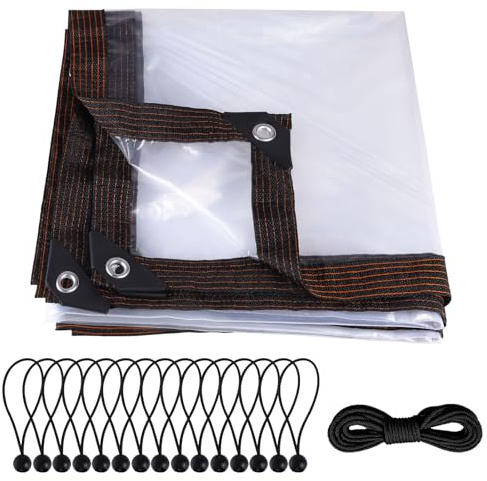 DBREAKS Lona Impermeable Transparente con Ojales, 2 x 3 m, Lonas Impermeables Exterior Transparente, para Exterior Terraza, Muebles de Jardín, Aislamiento de Plantas, con Cuerda